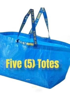 Ikea Blue Large Tote Bag With Handles 5 Pack